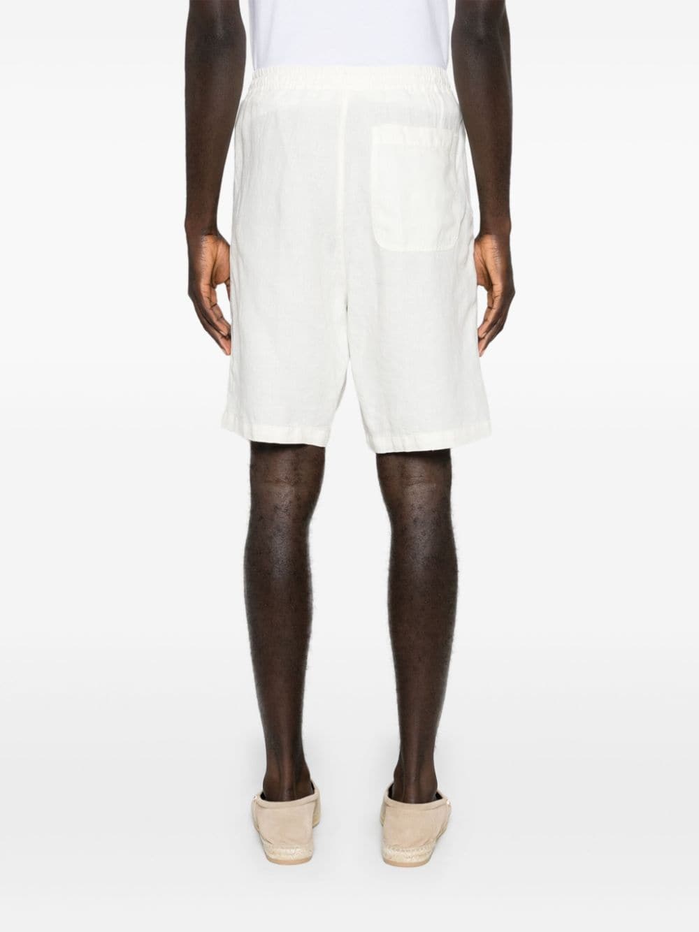 Shop 120% Lino Drawstring Linen Deck Shorts In White