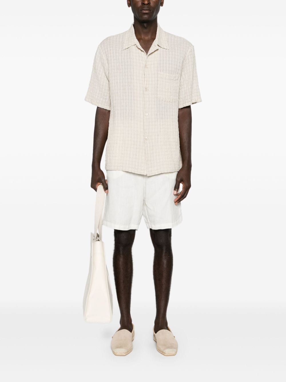 Shop 120% Lino Drawstring Linen Deck Shorts In White