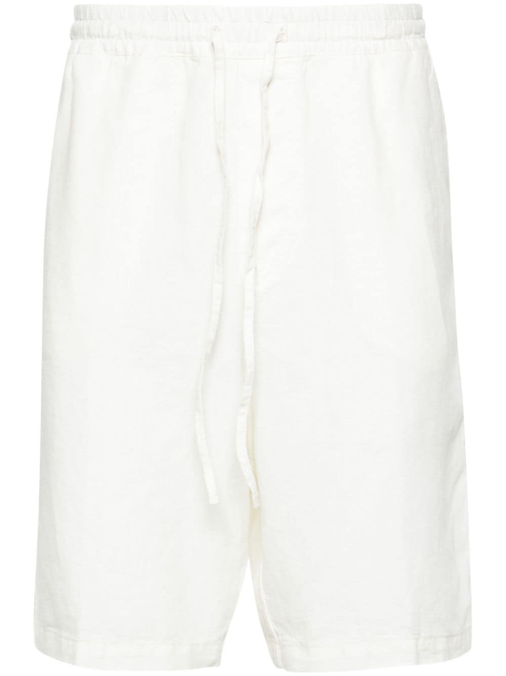 120% Lino Drawstring Linen Deck Shorts In White