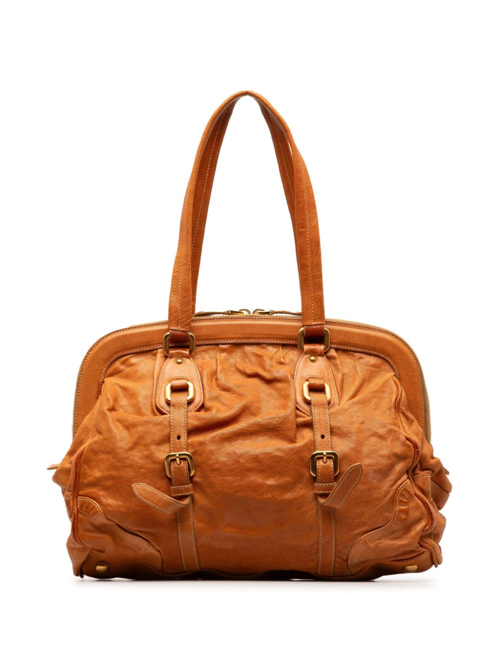Pre-owned Prada 2000-2023 Frame Shoulder Bag In Brown