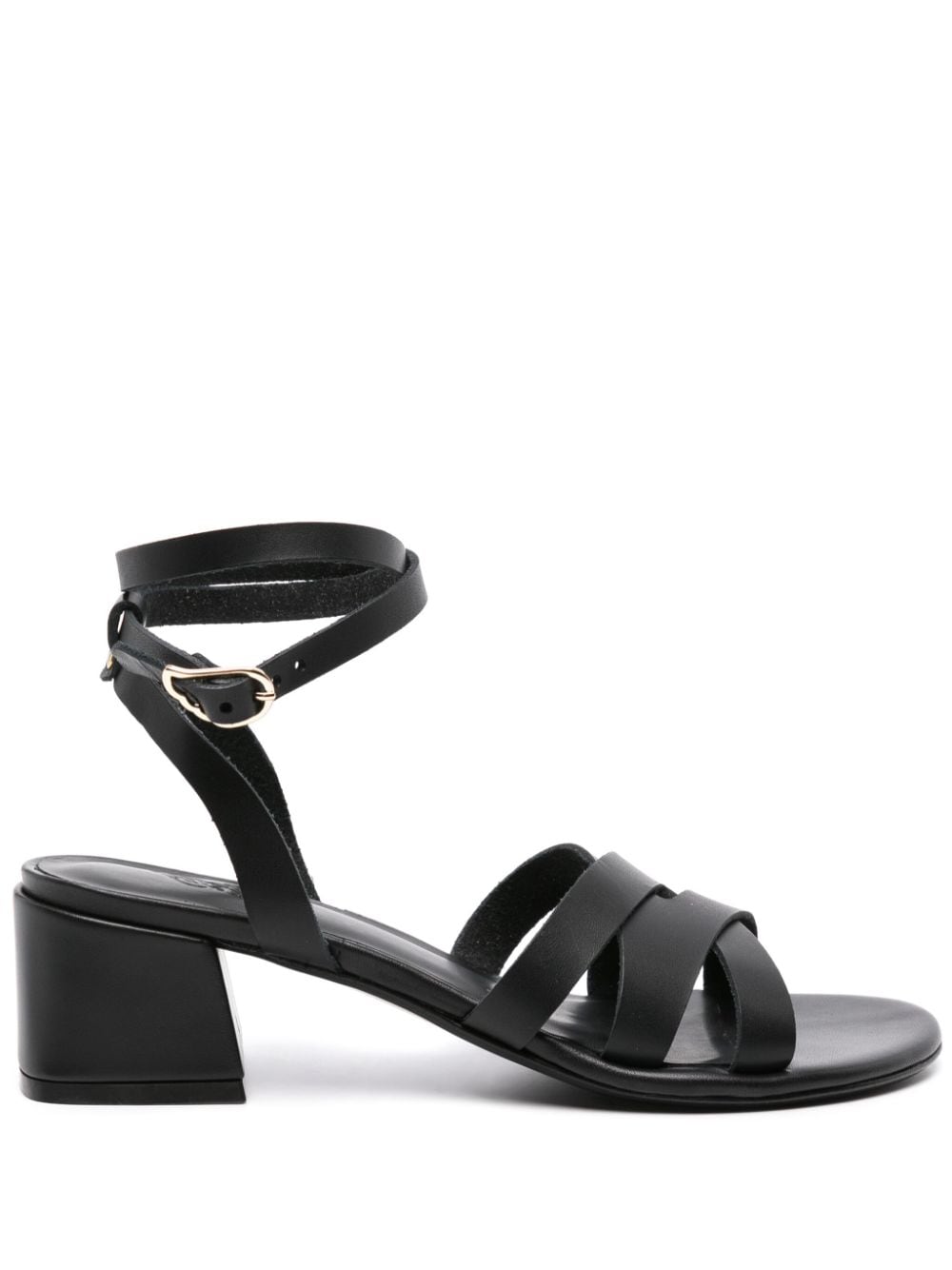 Ancient Greek Sandals Dionysia 50mm leather sandals Black