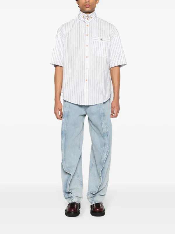 Vivienne Westwood Stripped Krall Organic Cotton Shirt | White