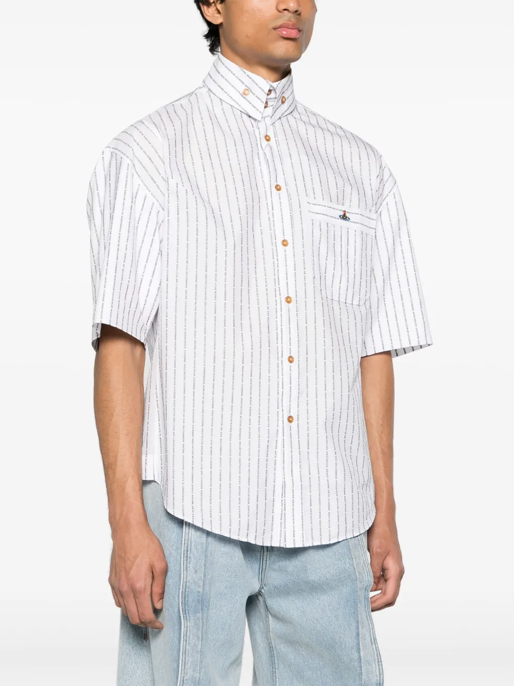 Shop Vivienne Westwood Stripped Krall Organic Cotton Shirt In White