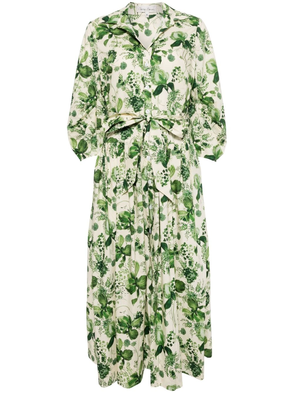 Cara Cara Raya Botanical-print Cotton Dress In Neutral