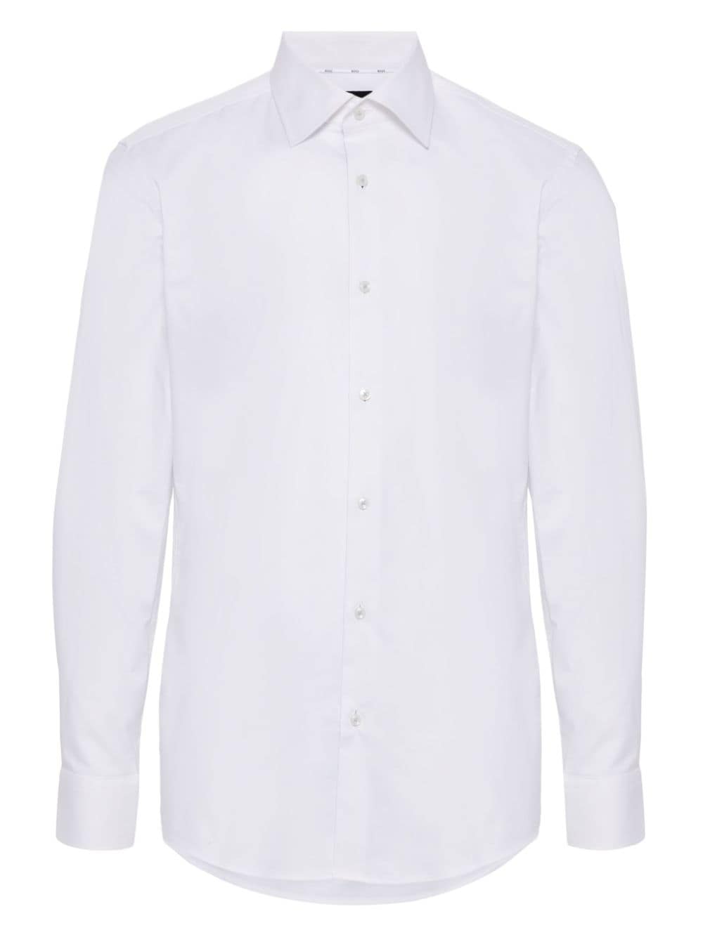 Hugo Boss Classic-collar Cotton-blend Shirt In 白色