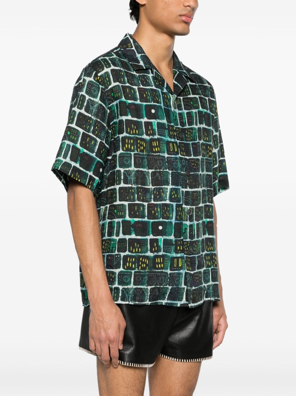 Shop Barena Venezia Solana Linen Shirt In Green