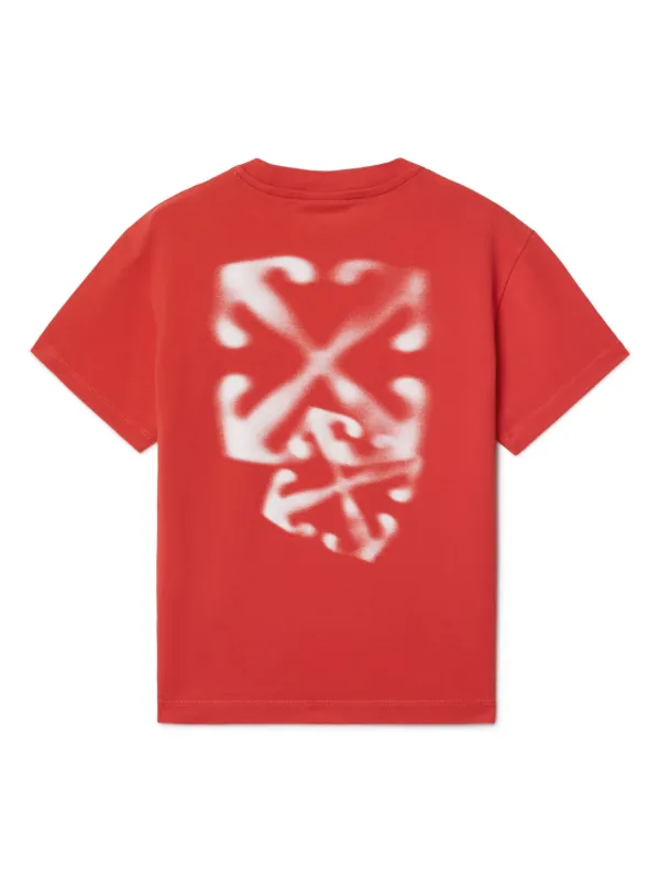 Off White Kids Arrow Faded Cotton T shirt Red FARFETCH UK