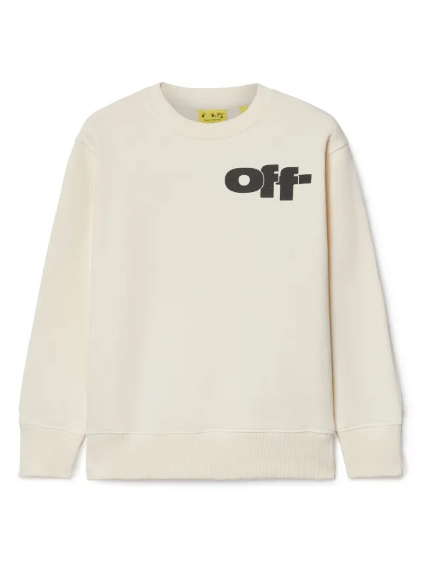 Off White Kids Type Graphic Cotton Sweatshirt Neutrals FARFETCH UK