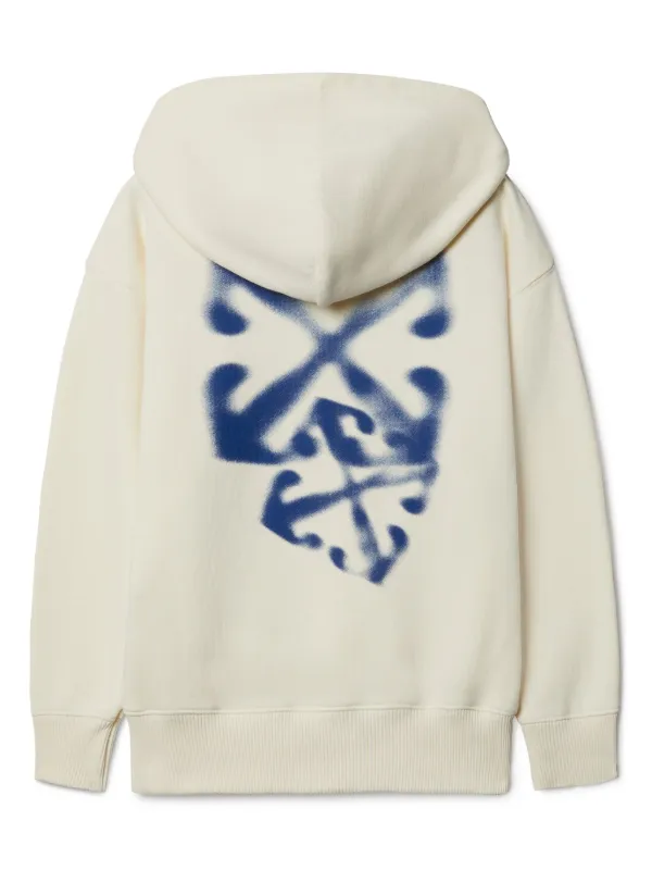 Off White Kids Arrow Faded Cotton Hoodie White FARFETCH UK