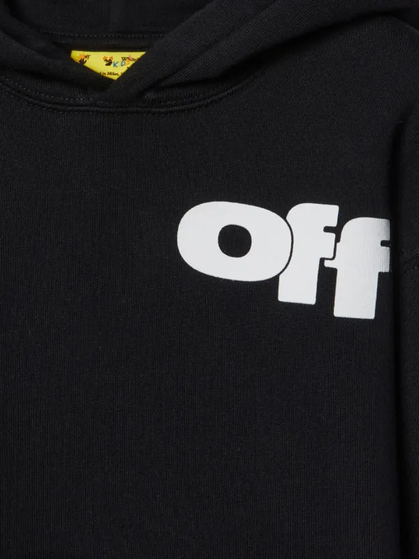 Off White Kids Type Graphic Cotton Hoodie Black FARFETCH UK