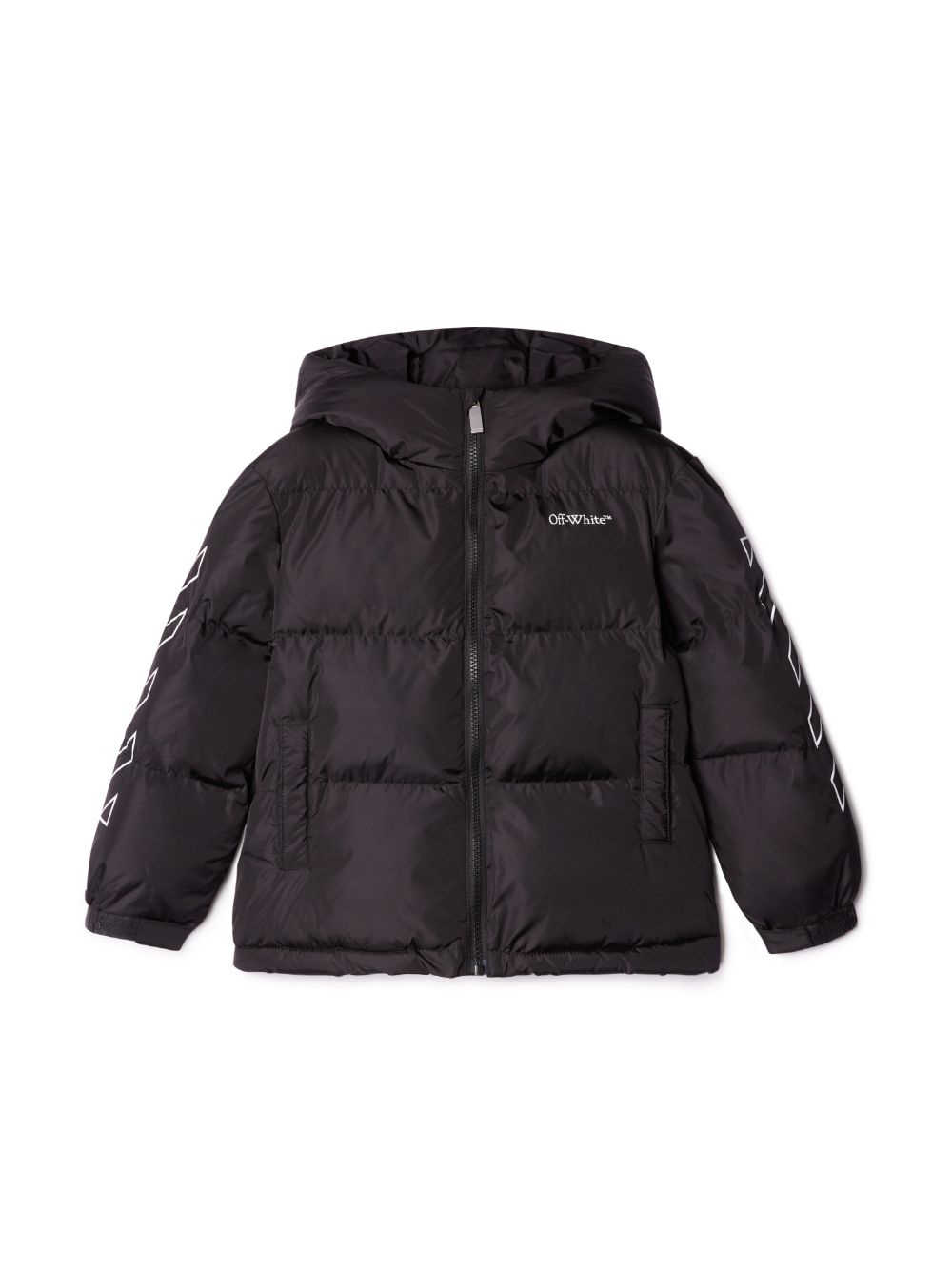 Off-white Kids' Black Bookish Diag Puffer