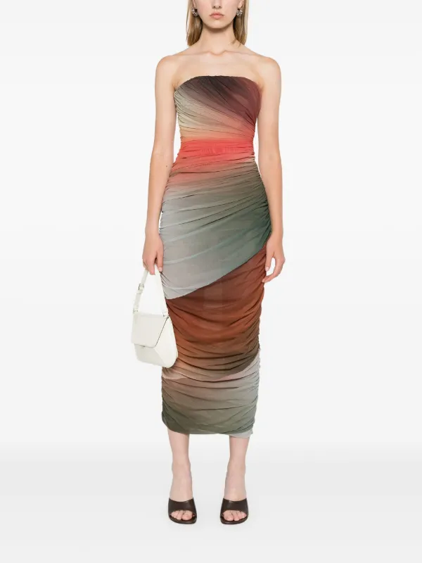 The Attico ruched-detail Gradient Midi Dress | Multicolour