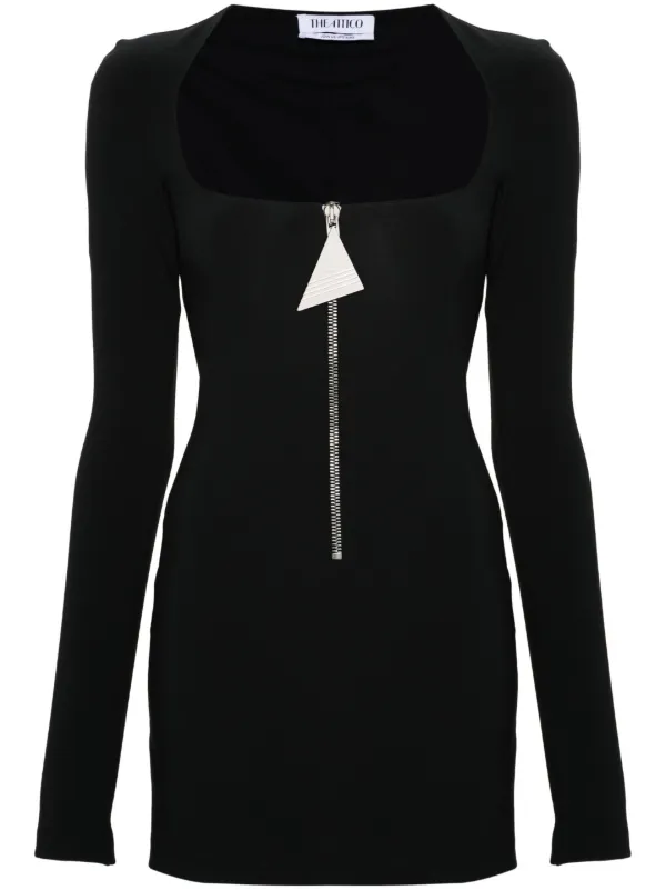 ワンピース THE ATTICO Black mini dress The Attico zip-up Virgin Wool Minidress | Black | FARFETCH