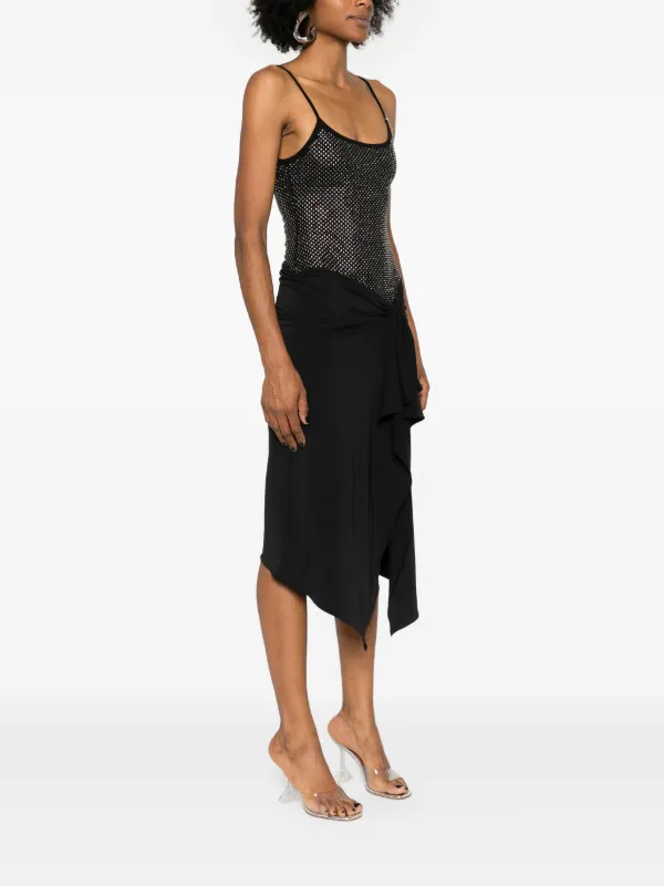 The Attico rhinestone-embellished Midi Dress | Black | FARFETCH