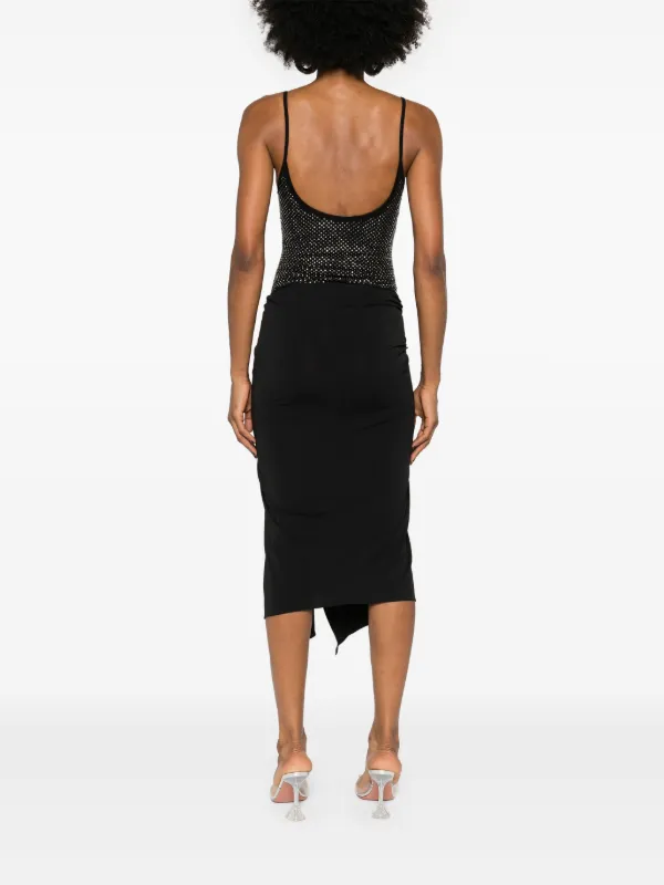 【関税込み】THE ATTICO Rhinestone dress The Attico rhinestone-embellished Midi Dress | Black | FARFETCH