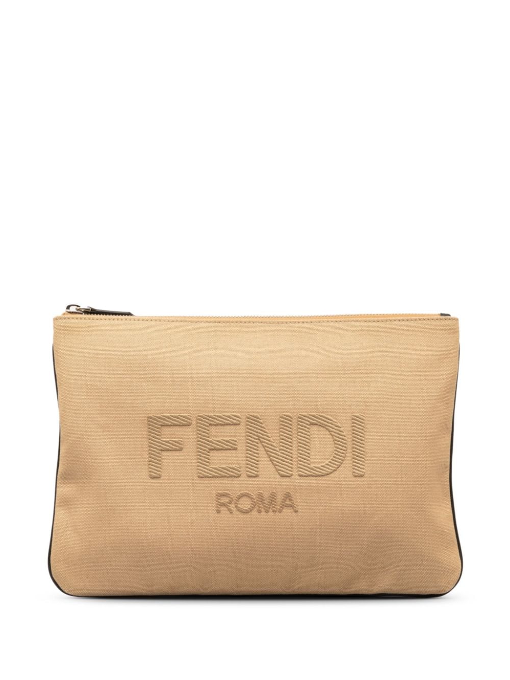 Pre-owned Fendi 2000-2010 Roma Clutch Bag In Neutrals