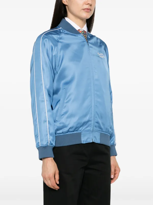 美品 希少 MAISON KITSUNE TEDDY JACKET ネイビー Maison Kitsune Navy Satin Teddy Bomber Jacket Maison Kitsune