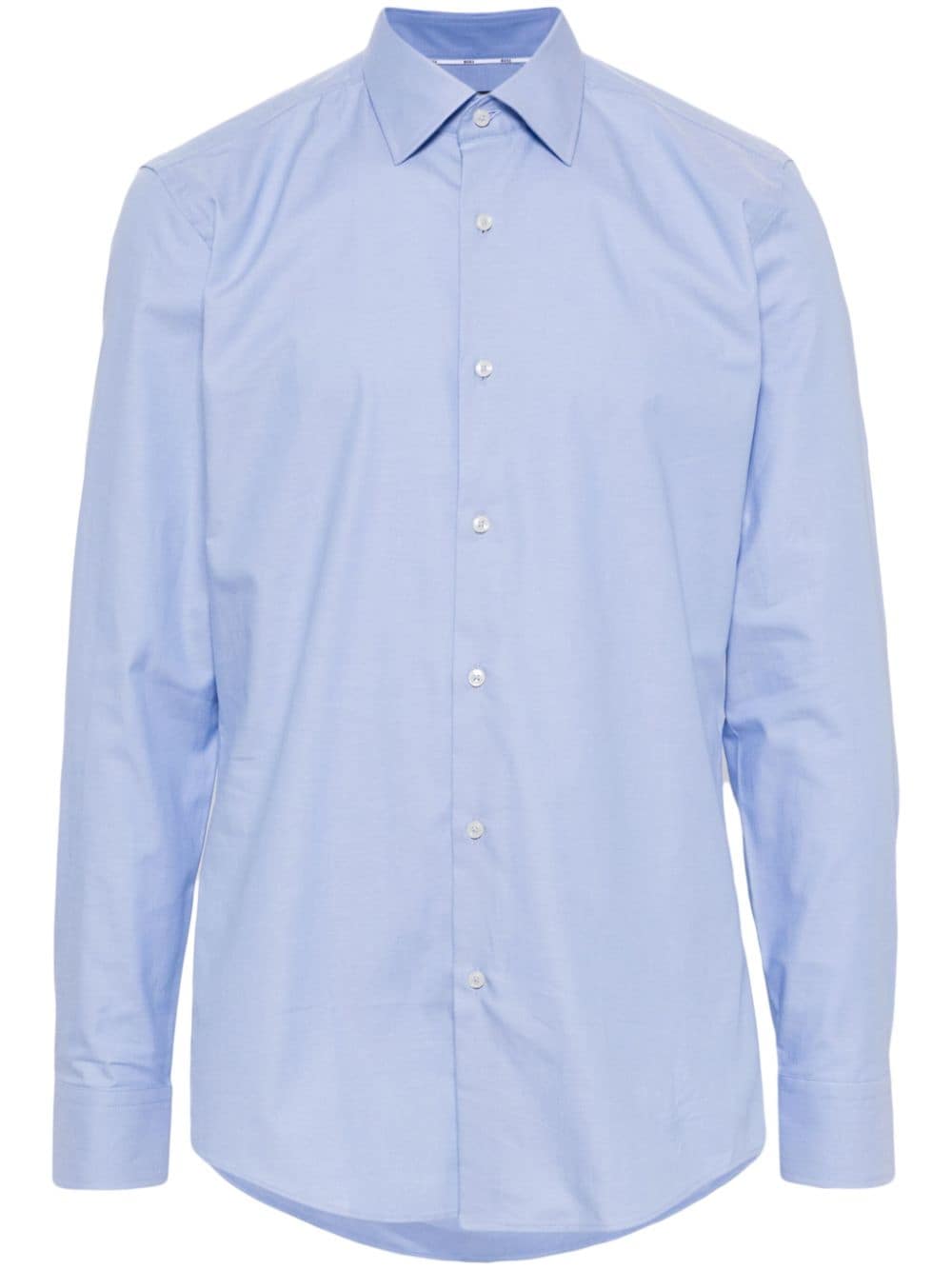 Hugo Boss Classic-collar Cotton-blend Shirt In Blue