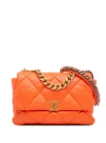 CHANEL Pre-Owned 2020 Pre-Owned Chanel Large 19 Lambskin Flap satchel - Orange