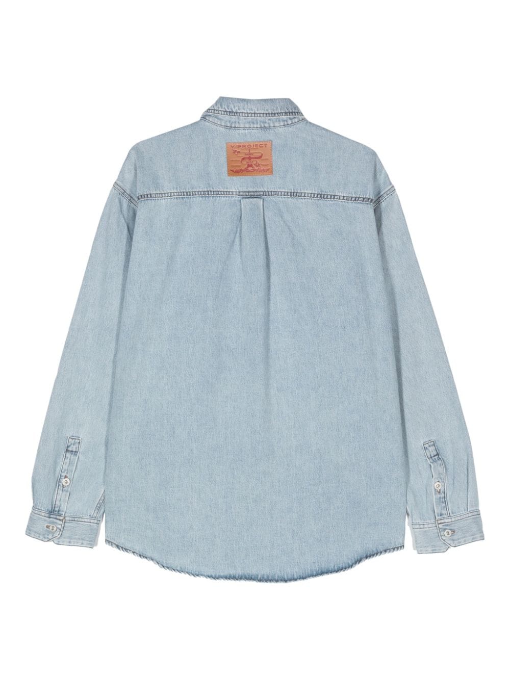 Shop Y/project Embroidered-logo Denim Shirt In Blue