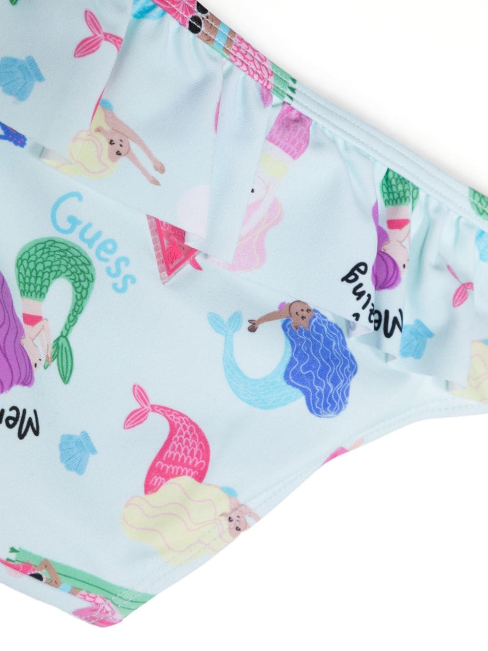 guess kids ruffled mermaid-print bikini bottom - Blauw