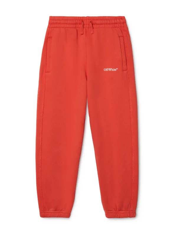 Off-White Kids Bookish Diag Cotton Track Pants Red FARFETCH ID