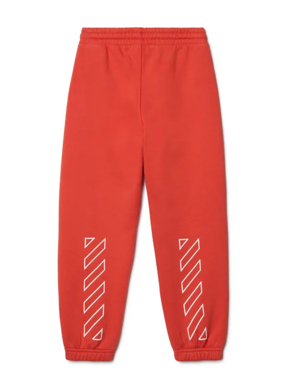 Off White Kids Bookish Diag Cotton Track Pants Red FARFETCH AO