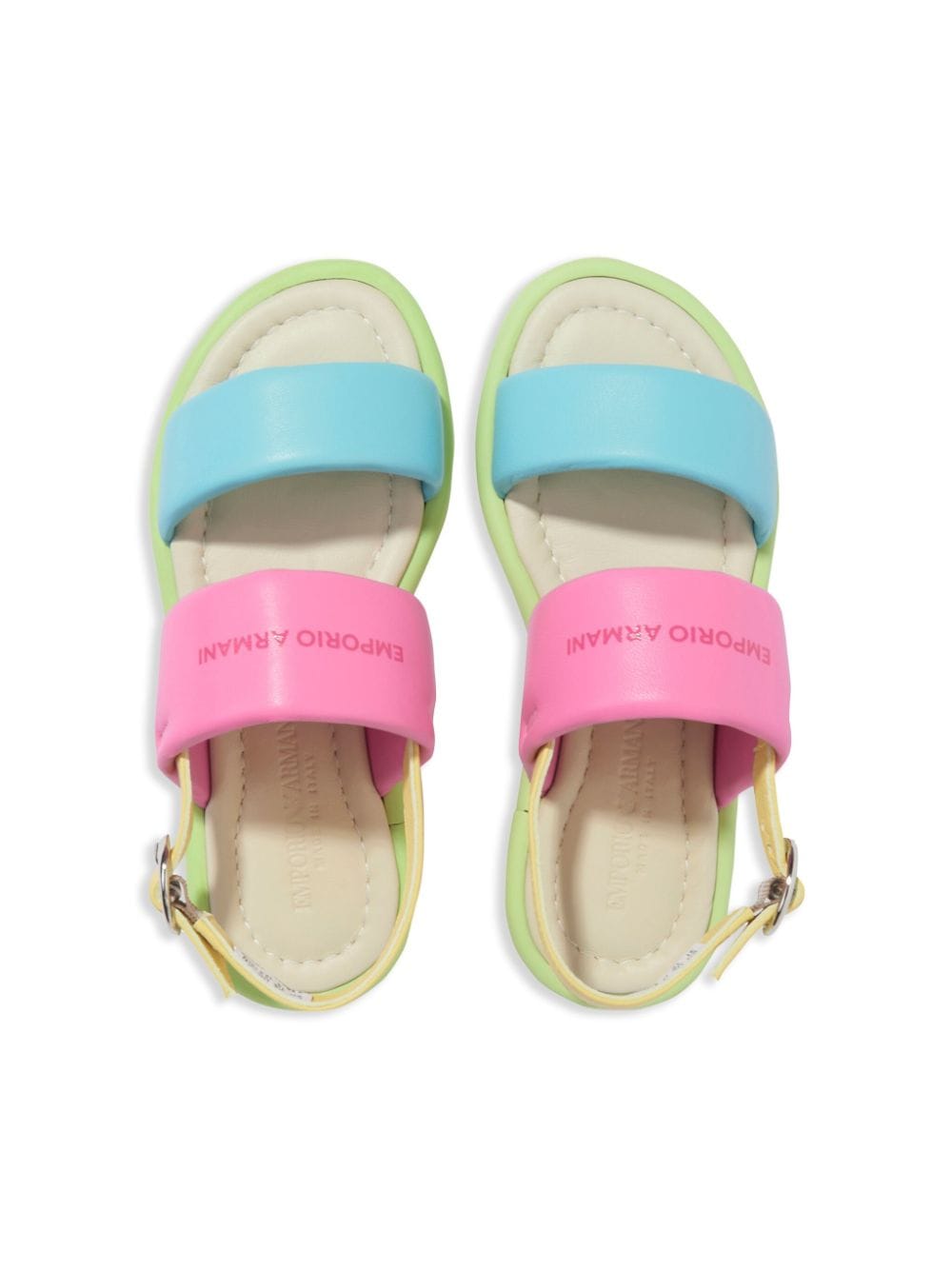 Shop Emporio Armani Logo-print Nappa Leather Sandals In Pink