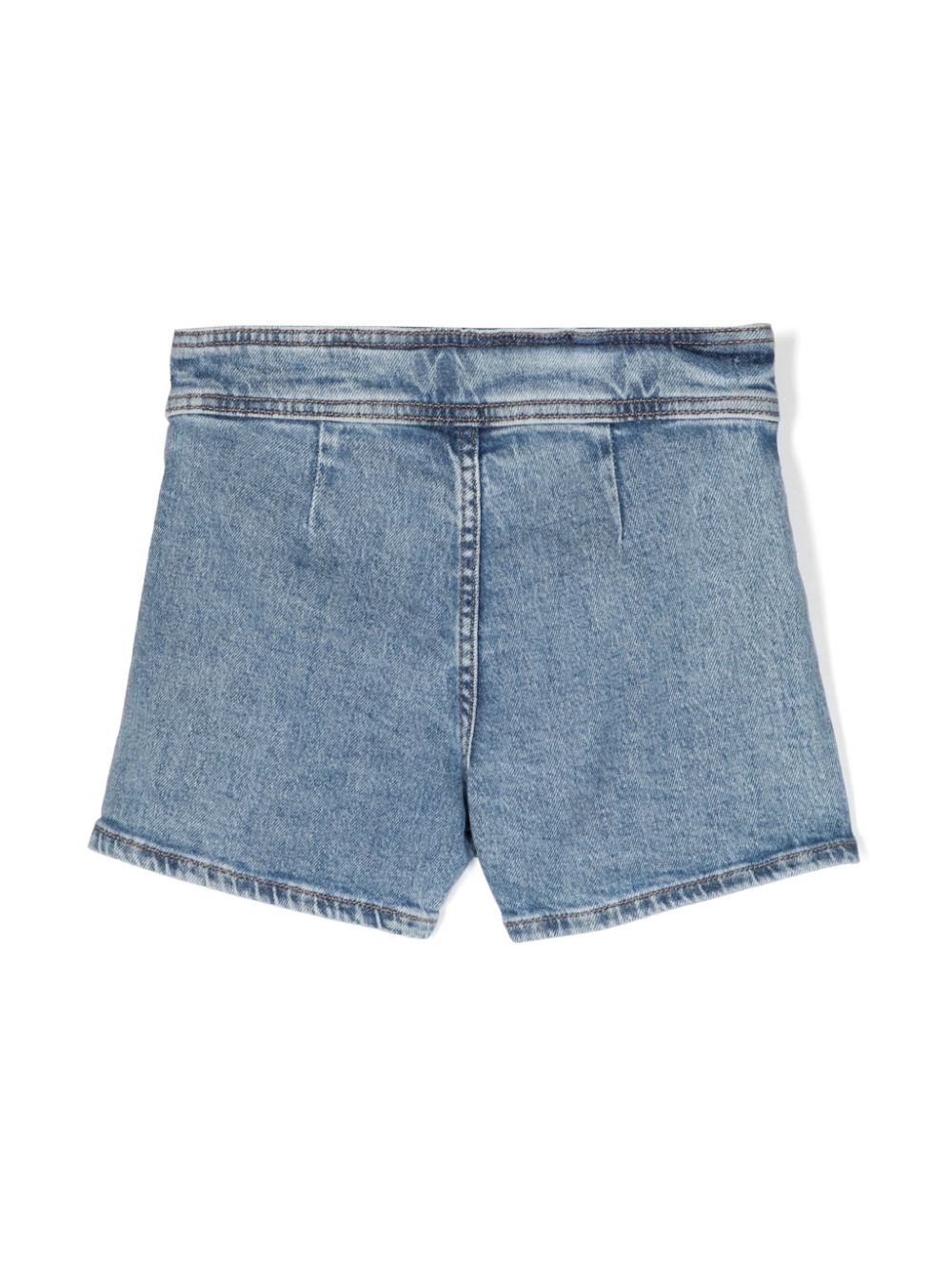 Shop Guess Pleated Denim Mini Shorts In Blue