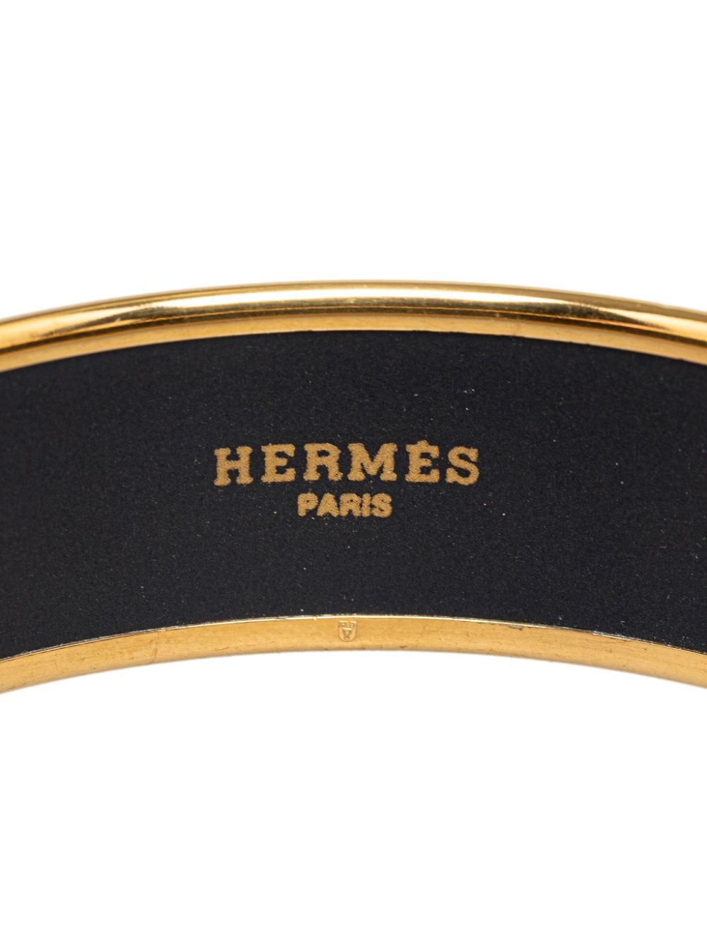 Pre-owned Hermes 1970 Wide Enamel Bangle Bracelet In Blue