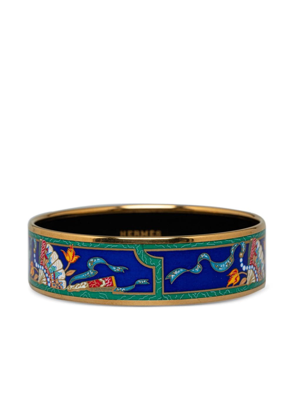 Hermès Pre-Owned 1970 wide enamel bangle bracelet - Blue