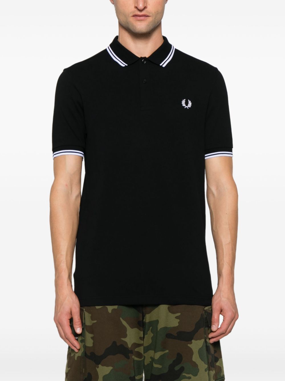 Shop Comme Des Garçons Shirt X Fred Perry Slogan-print Polo Shirt In Black