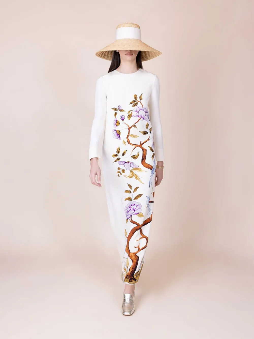 Adam Lippes Floral-print Silk Dress In Neutral