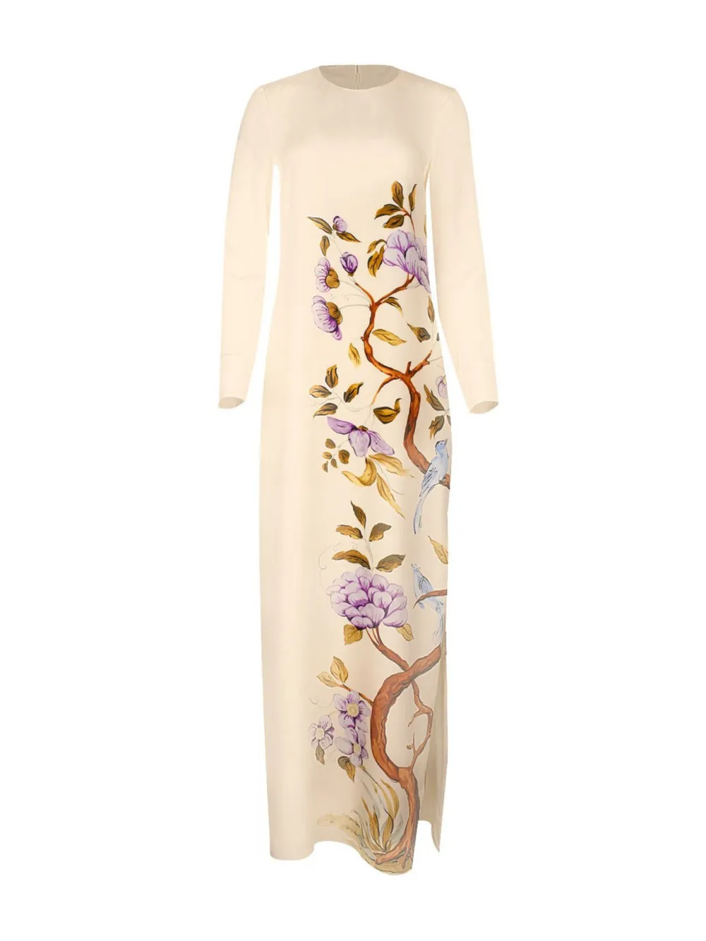 Adam Lippes Floral-print Silk Dress In Neutral