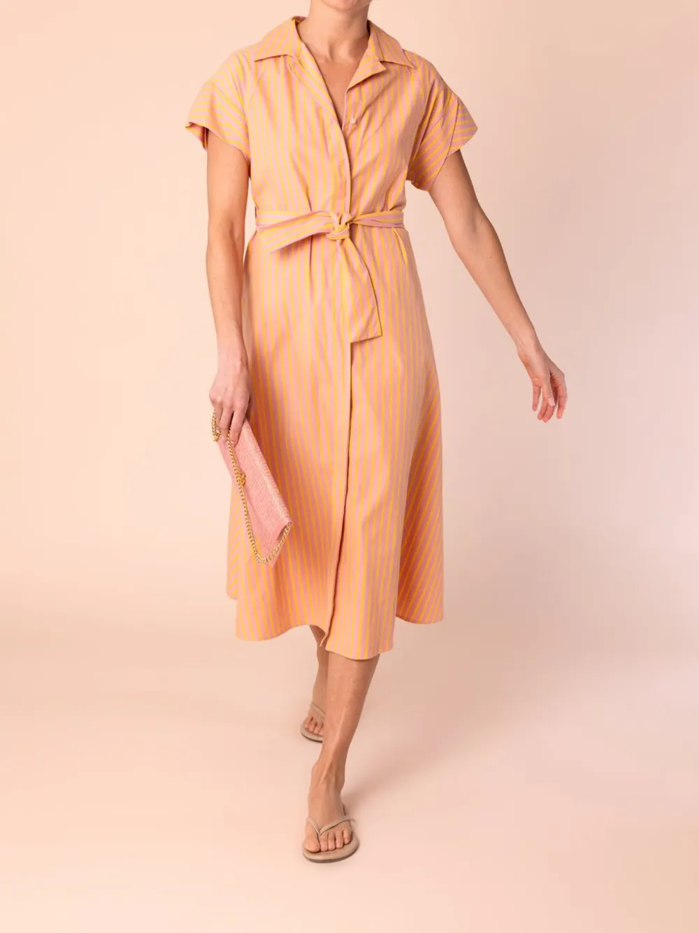 ASPESI Blousejurk met krijtstreep - Oranje