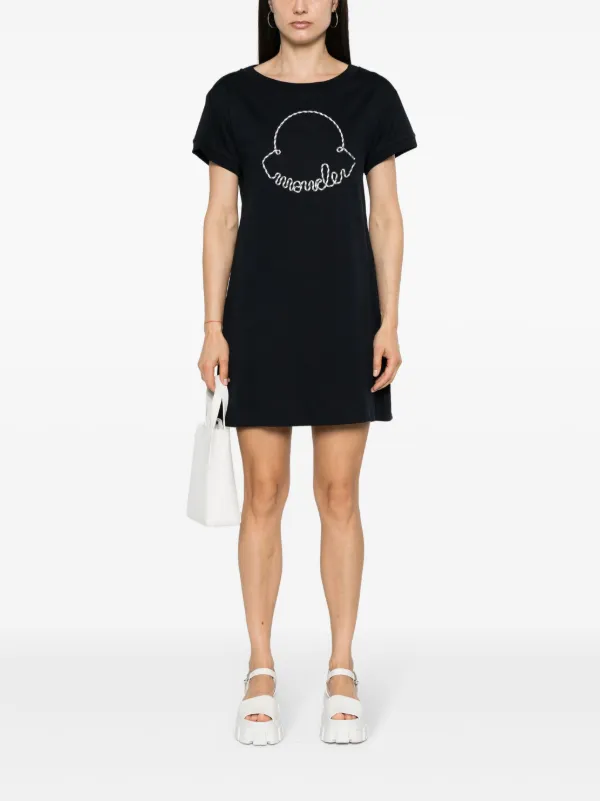 【送料&関税込】Moncler Cotton Logo Mini Dress Black Cotton-blend jersey mini dress | MONCLER | NET-A-PORTER
