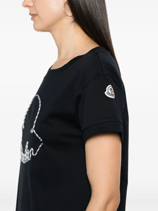 【送料&関税込】Moncler Cotton Logo Mini Dress Black Cotton-blend jersey mini dress | MONCLER | NET-A-PORTER