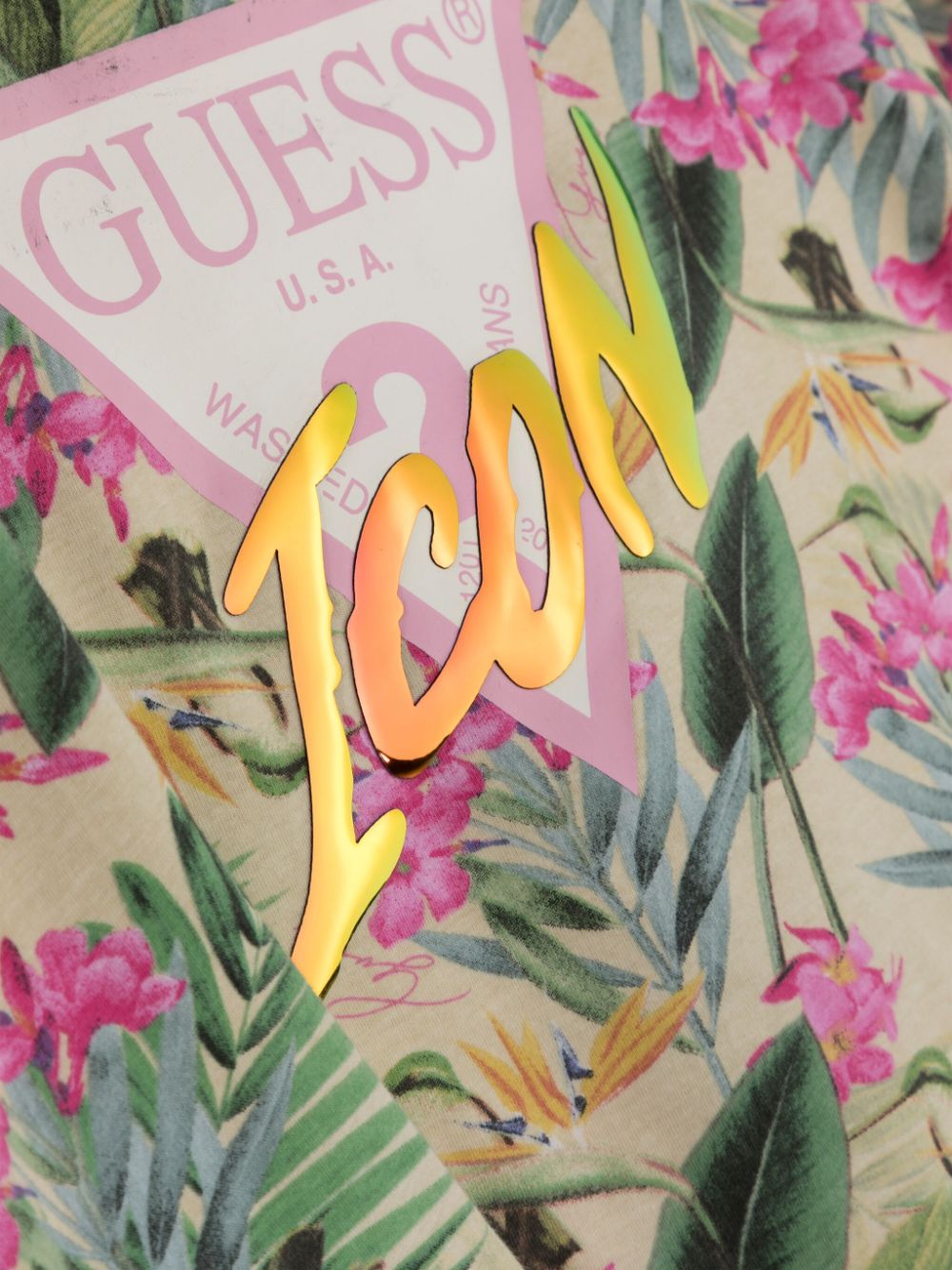 Shop Guess Floral-print Jersey T-shirt In Gelb