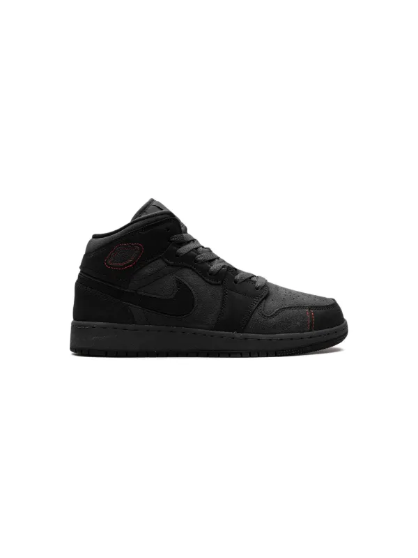 Jordan Kids Air Jordan 1 Mid Black Suede Sneakers Black FARFETCH UK