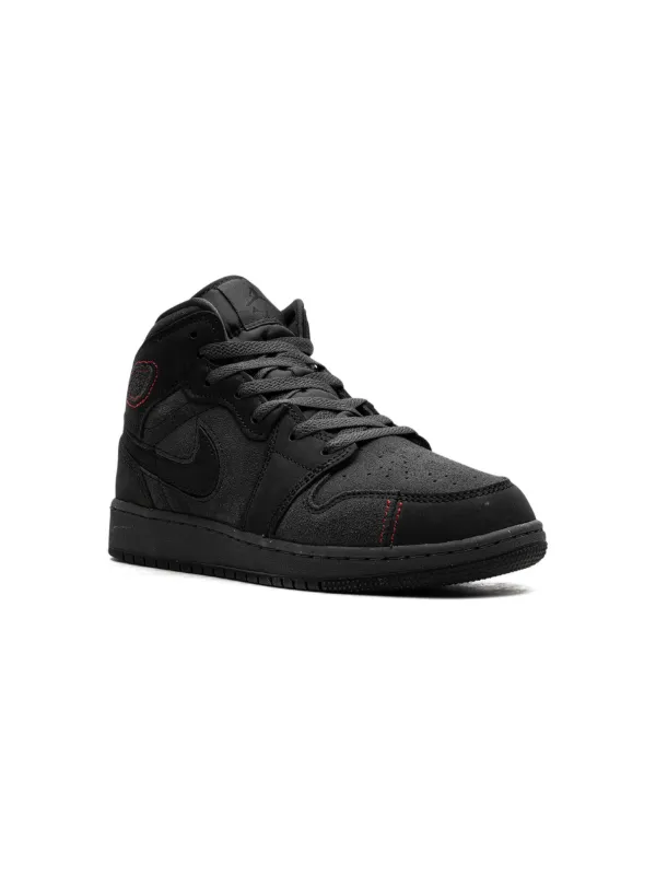 Jordan Kids Air Jordan 1 Mid Black Suede sneakers kids Rubber Fabric Calf Suede 5Y