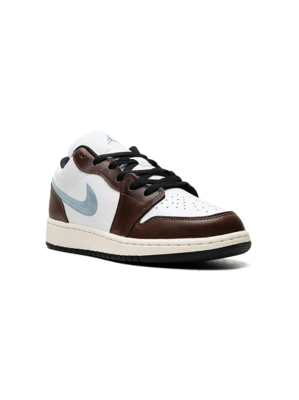 Jordan Kids Air Jordan 1 Low SE Brown White Blue Sneakers Farfetch