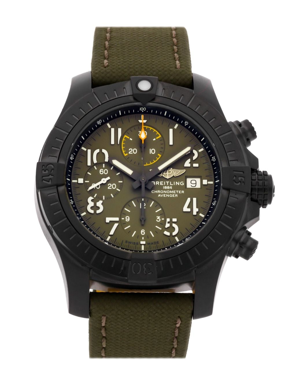 Pre-owned Breitling  Avenger Chronograph Night Mission 45mm In Green