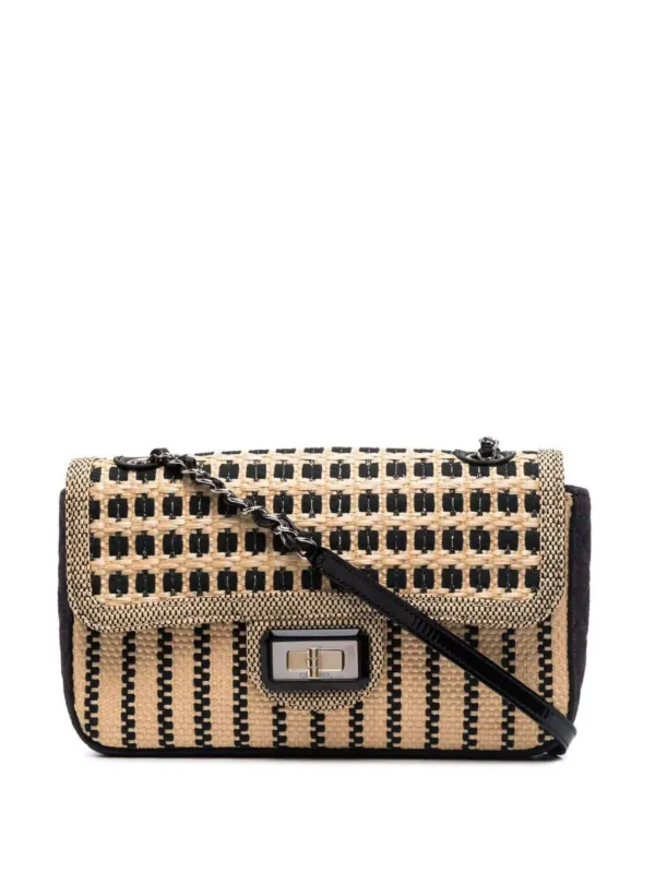 Chanel Pre-owned 2012 Classic Flap Raffia Shoulder Bag in Neutrals