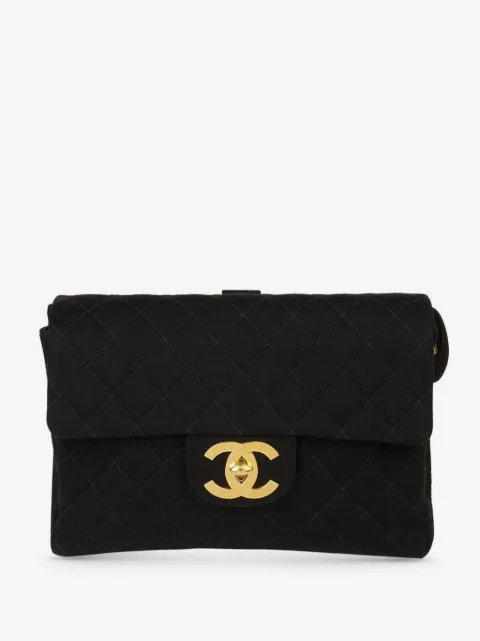 CHANEL Pre-Owned 1995 Jumbo CC turn-lock flap wool backpack