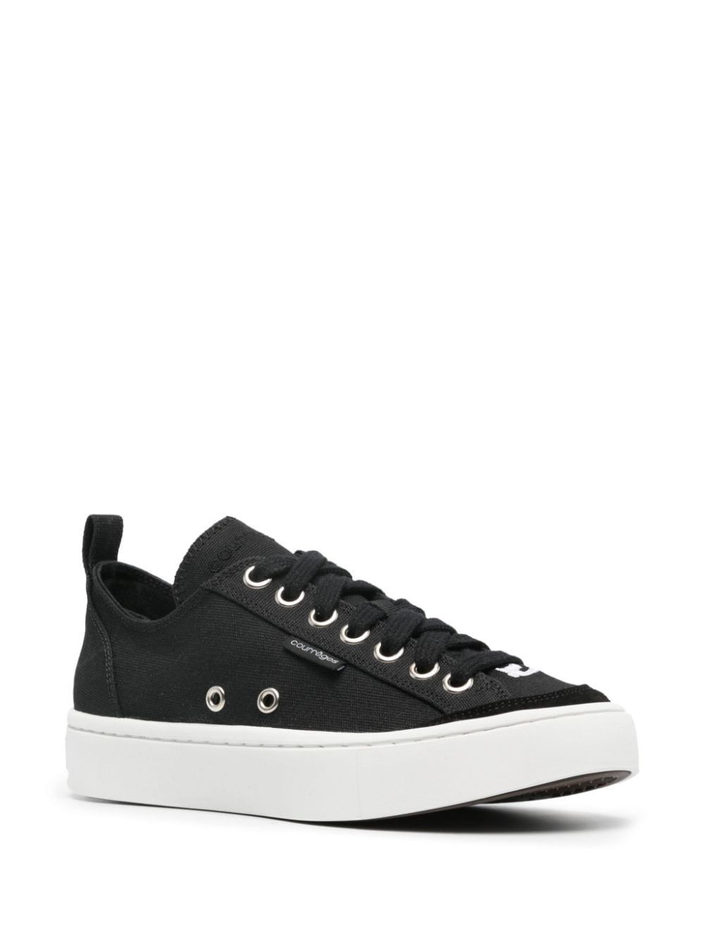 Shop Courrèges Canvas 01 Embroidered-logo Sneakers In Black