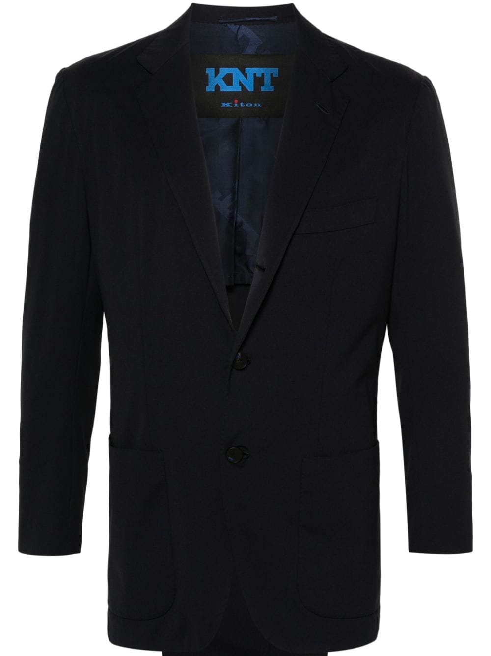 Kiton Single-breasted Jersey Suit In 蓝色