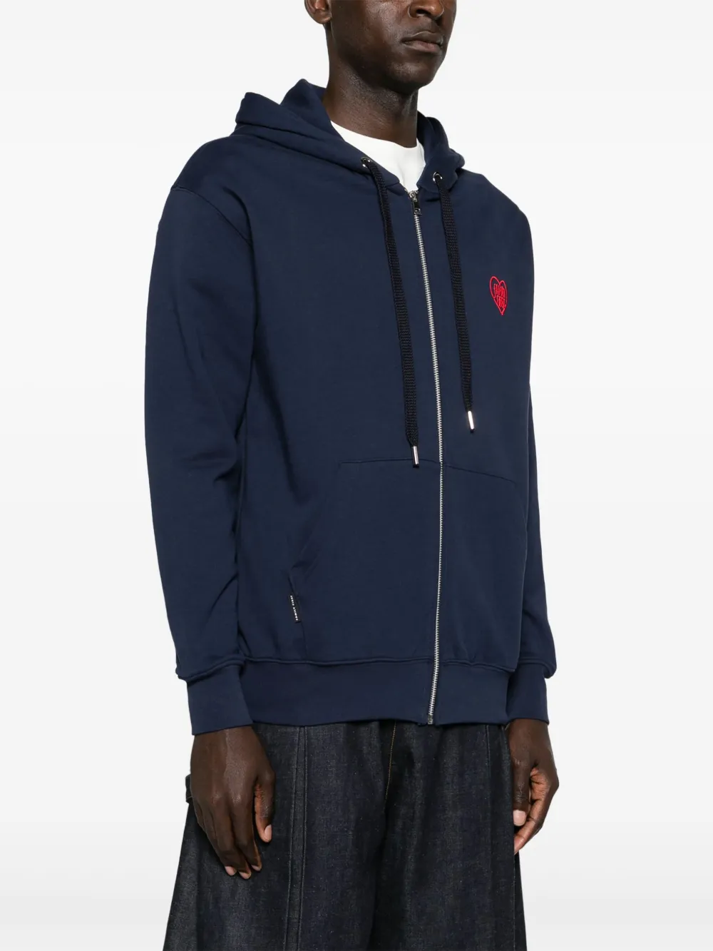 Family First Katoenen hoodie met geborduurd logo Blauw