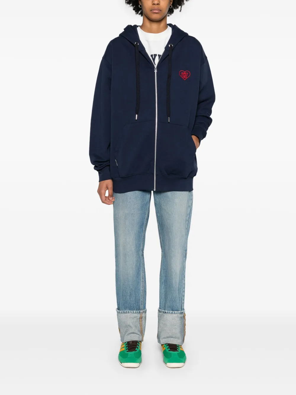 Family First Katoenen hoodie met geborduurd logo Blauw