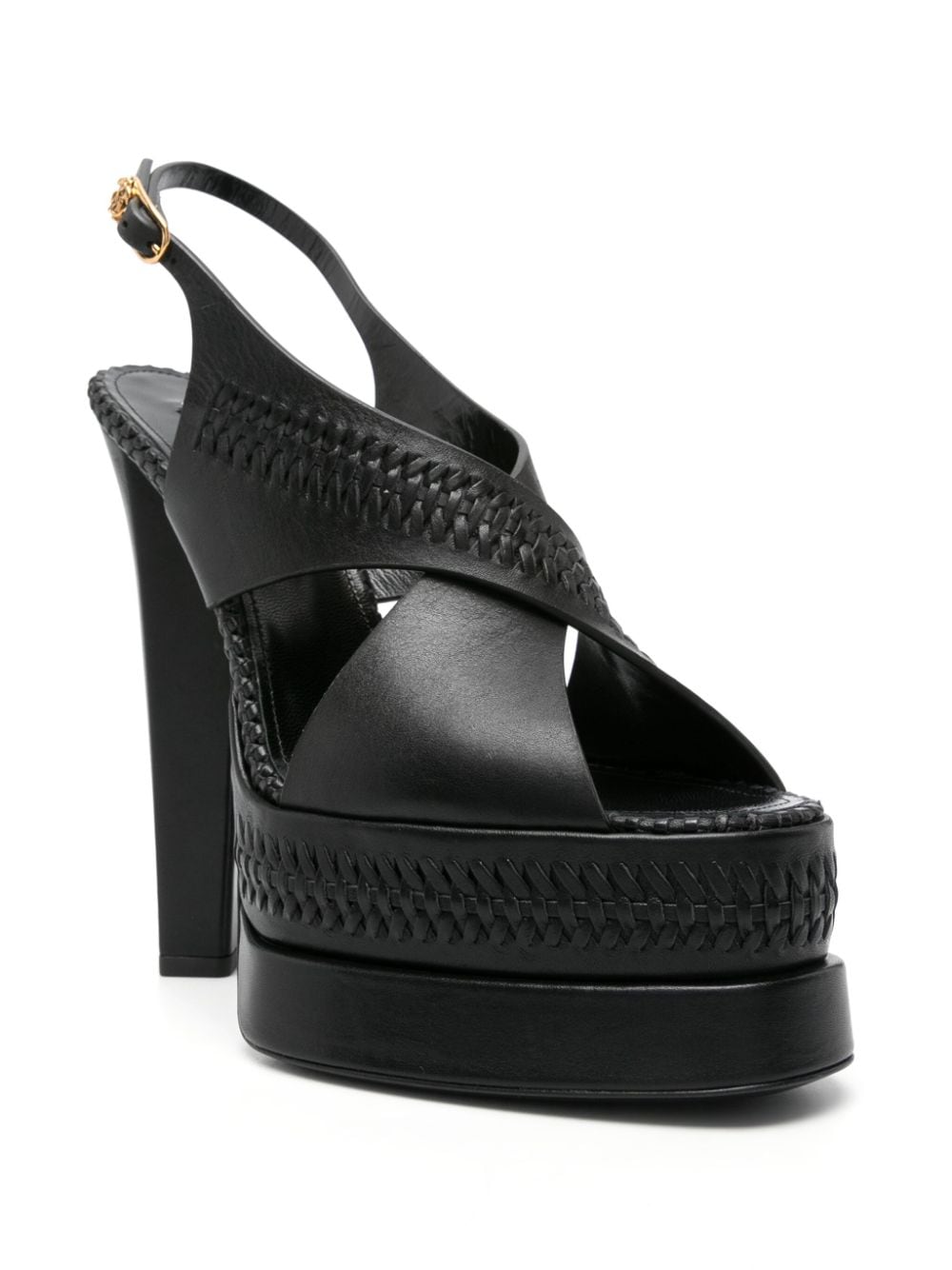 Shop Roberto Cavalli Braid-detailing Platform Sandals In Black