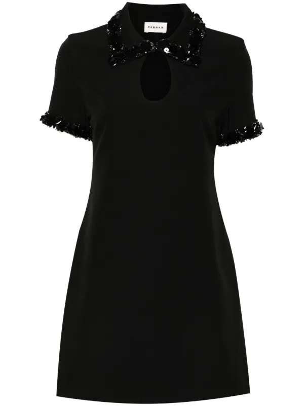 embroidered black mini dress Alluring Ways Black Embroidered Long Sleeve Mini Dress – Blend Fashion House main image 0